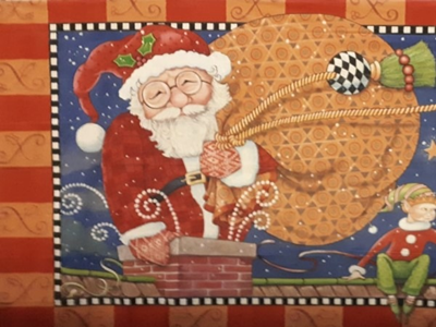 Decor Doek Kerstman in Schoorsteen