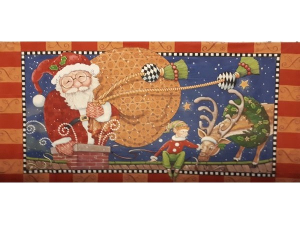 Decor Doek Kerstman in Schoorsteen