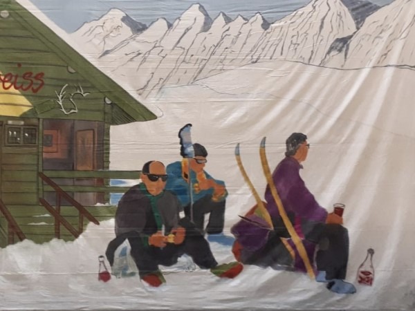 Decor Doek Wintersport Chalet Edelweiss