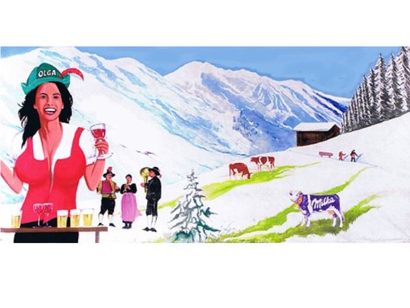Decor-Doek-Wintersport-Milka-Koe-Huren Decor-Doek-Wintersport-Milka-Koe-Huren